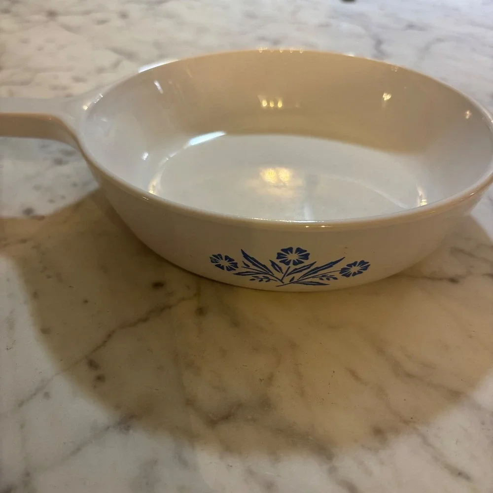 Vintage Corning Ware Cornflower Blue 6.5 Inch Skillet P-83-B White Pyroceram Pan